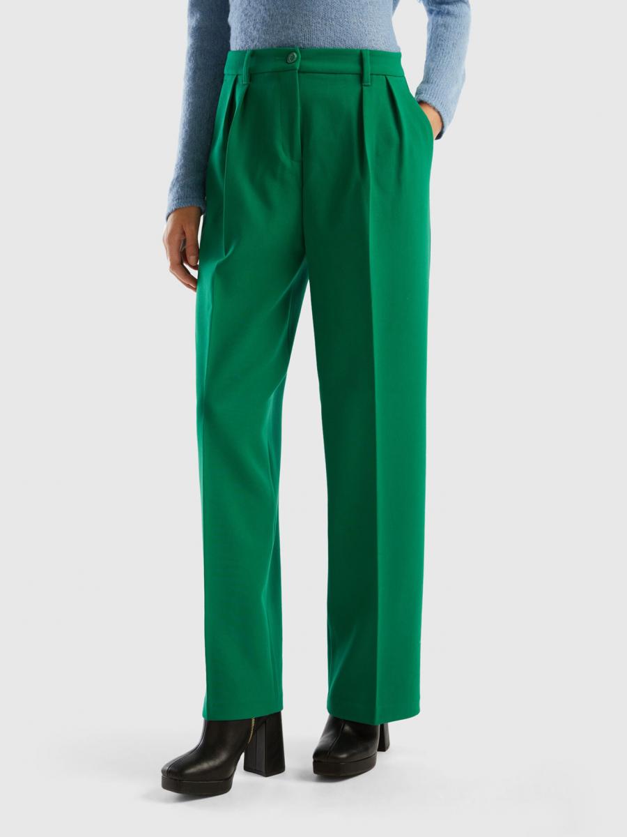United Colors Of Benetton – Pantalone Lungo In Felpa Con Polsino A Costina E Logo, Comodo E Di Stile