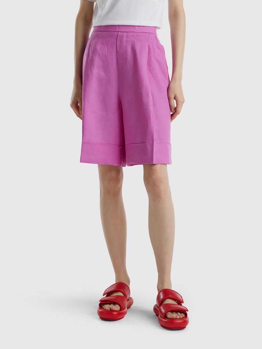 Bermuda Court Bermuda Lin Bermuda Rouge Femme Bermuda 100% Lin