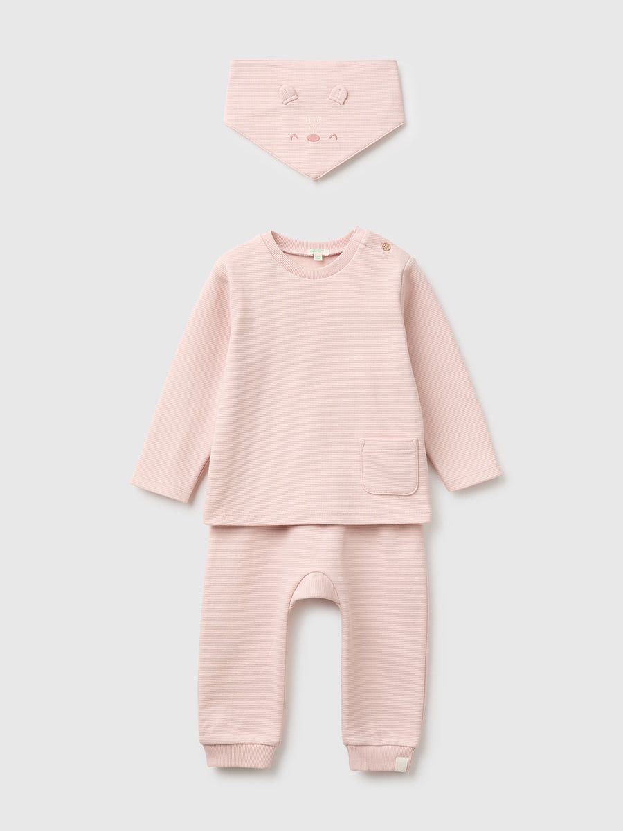 Benetton komplet majica, pantalone i portikla za bebe 