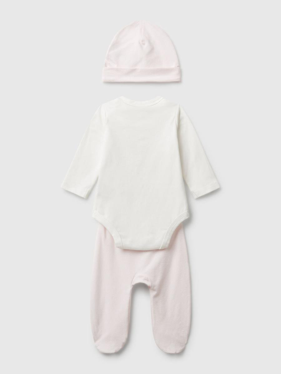 Benetton komplet bodi, pantalone i kapa za bebe 